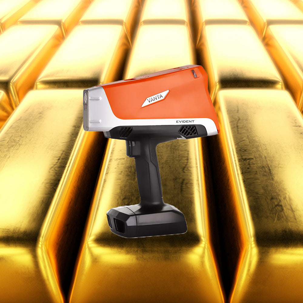 Side view of the Vanta Element by Evident Scientific a handheld XRF for Precious Metals, Gold, and Jewelry Analysis