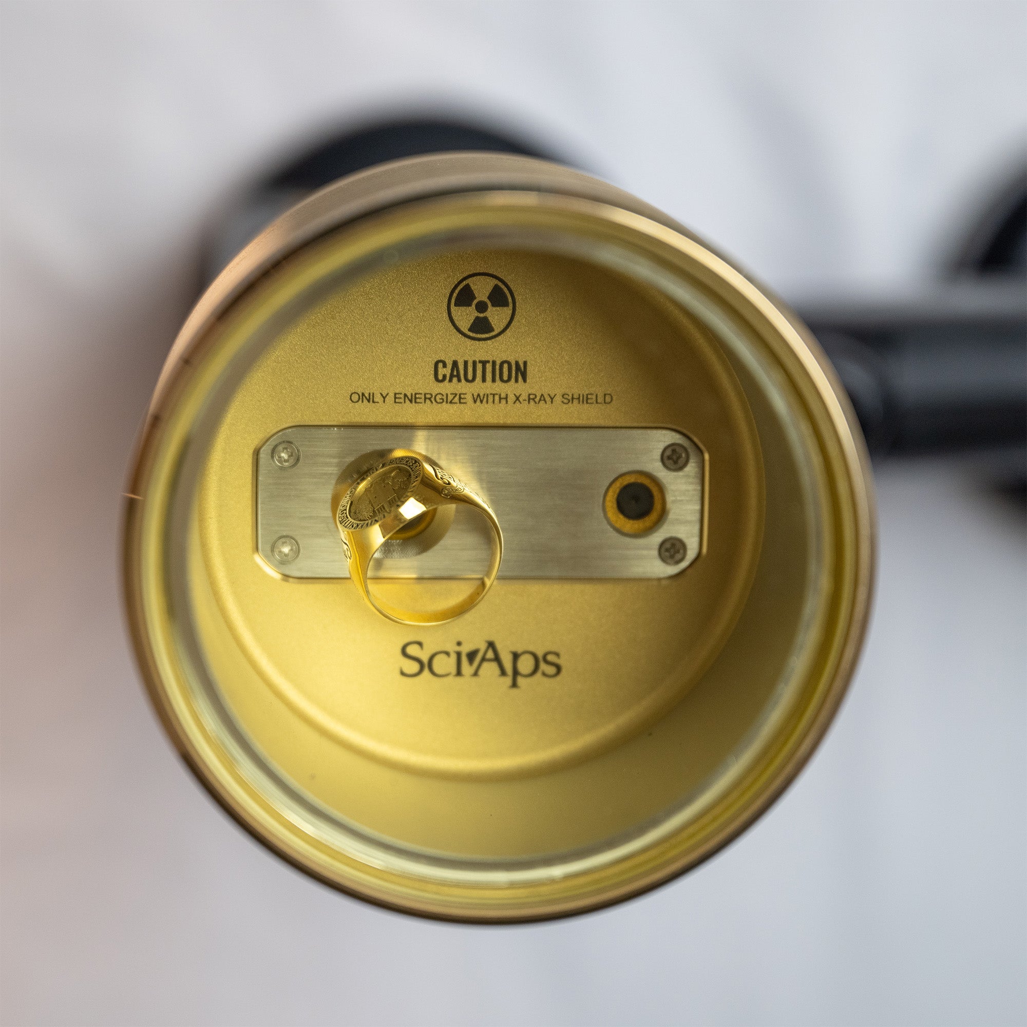Gemoro XRF Dock and Barrel Showing Sample Chamber Top View
