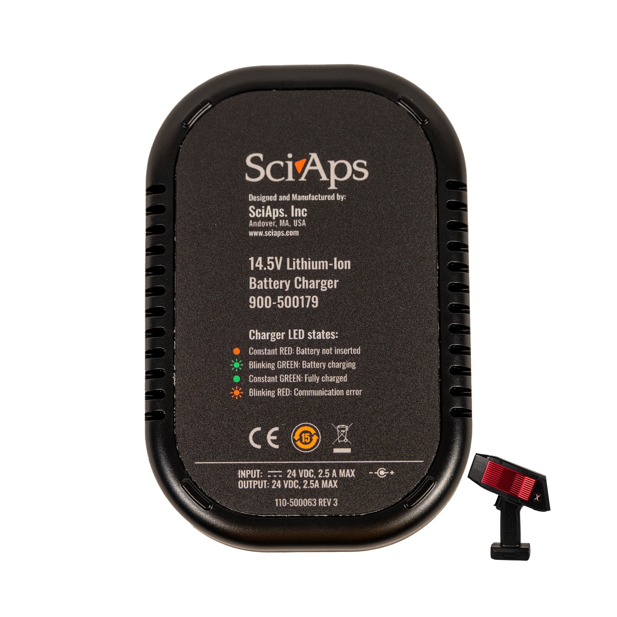 New Style SciAps X555 Battery Charger PN 900-500179 Bottom 14.5V Lithium Ion Battery Charger