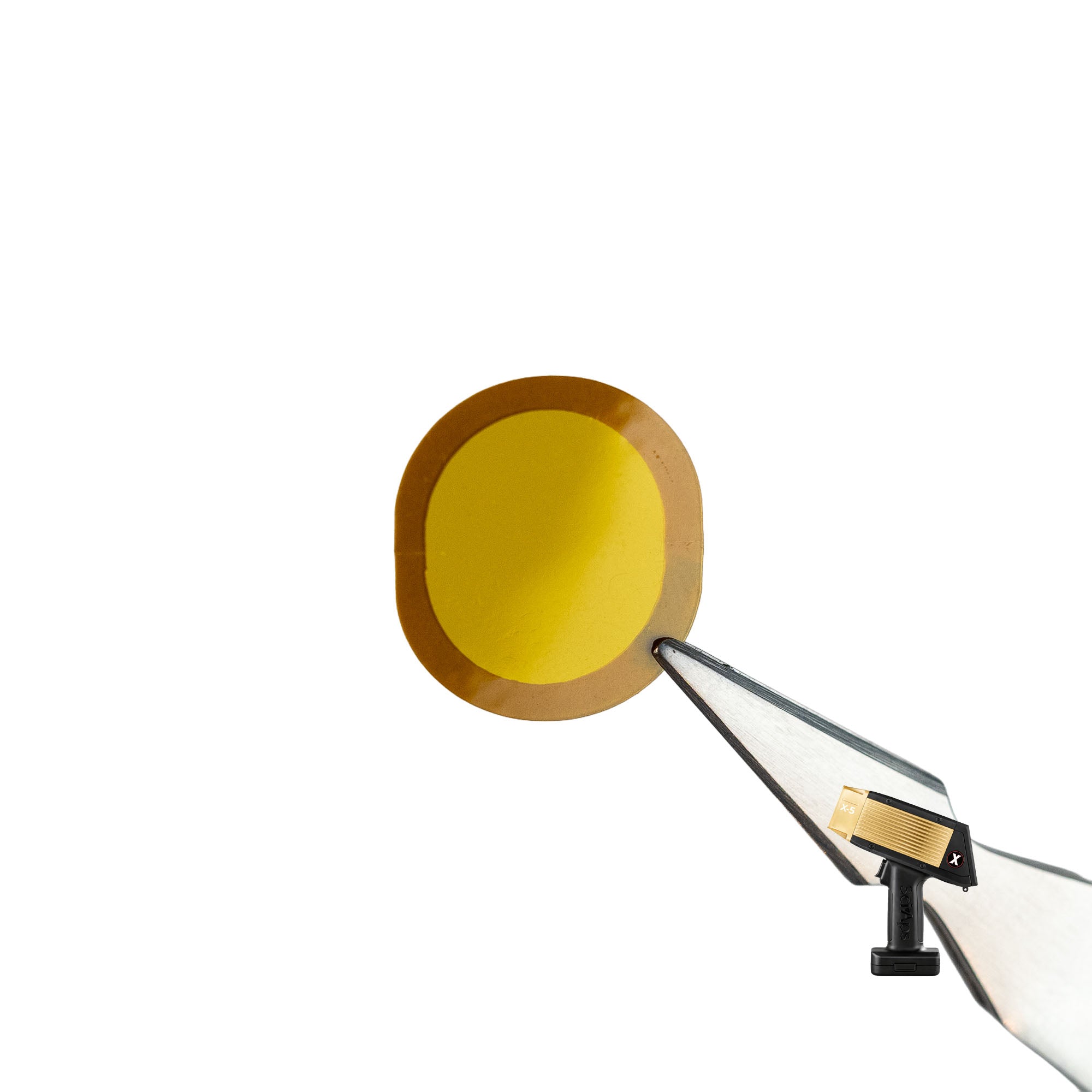 SciAps X-5 Kapton window shown held by a tweezer