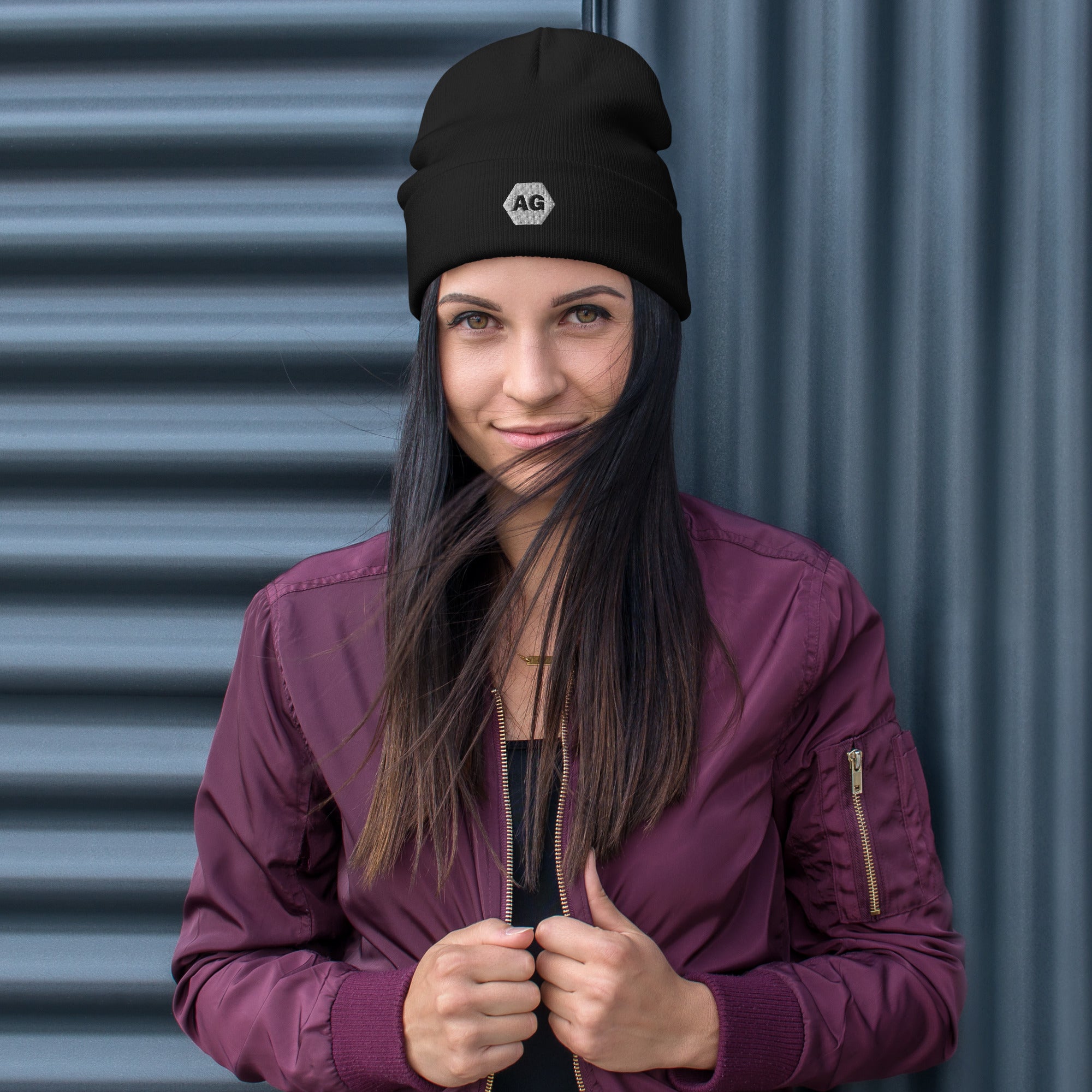 Alloy Geek AG Embroidered Beanie Female Model 1