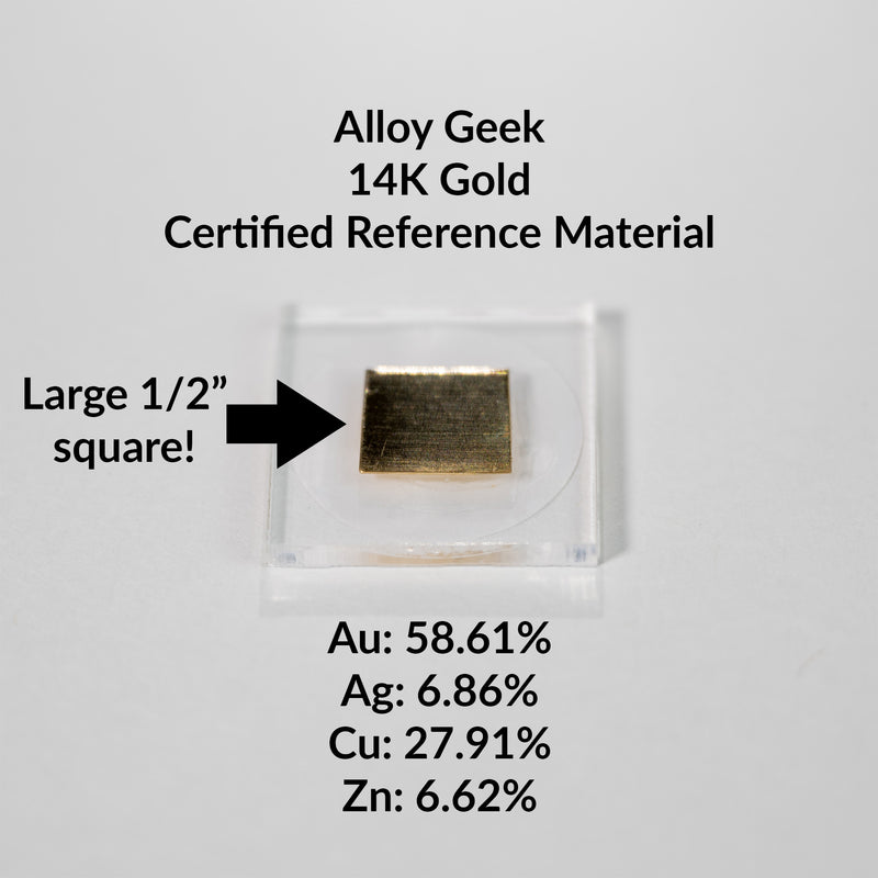 14K Gold Standard Certified Reference Material with chemical composition