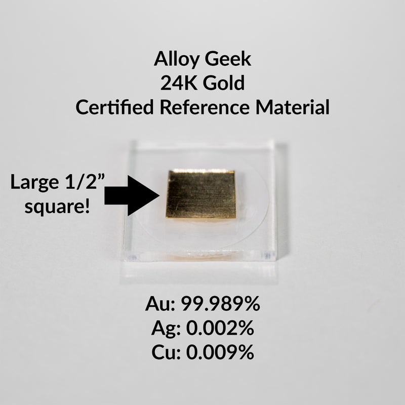 24K Gold Standard Certified Reference Material with chemical composition