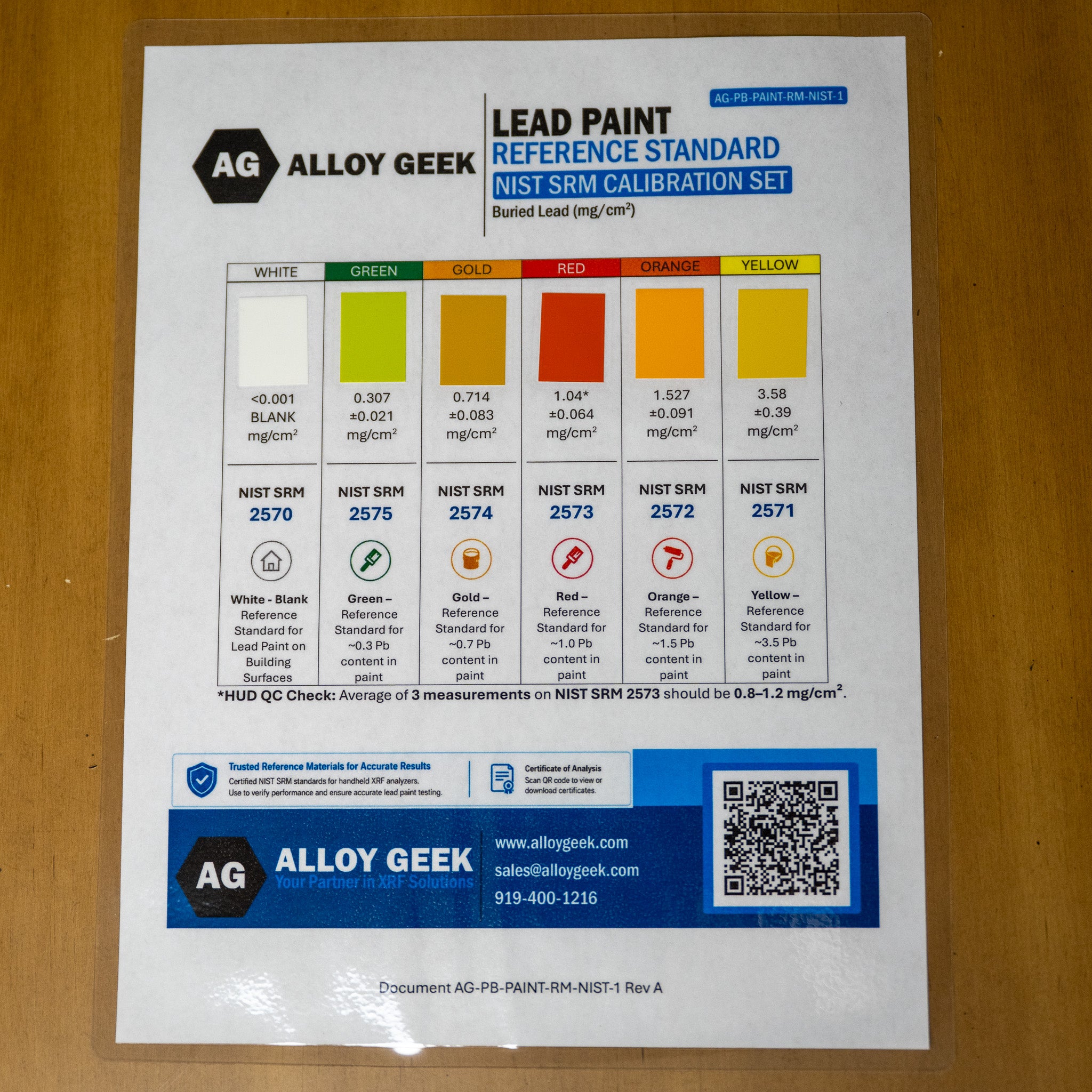 Alloy Geek Lead Paint Reference Standard for Handheld XRF