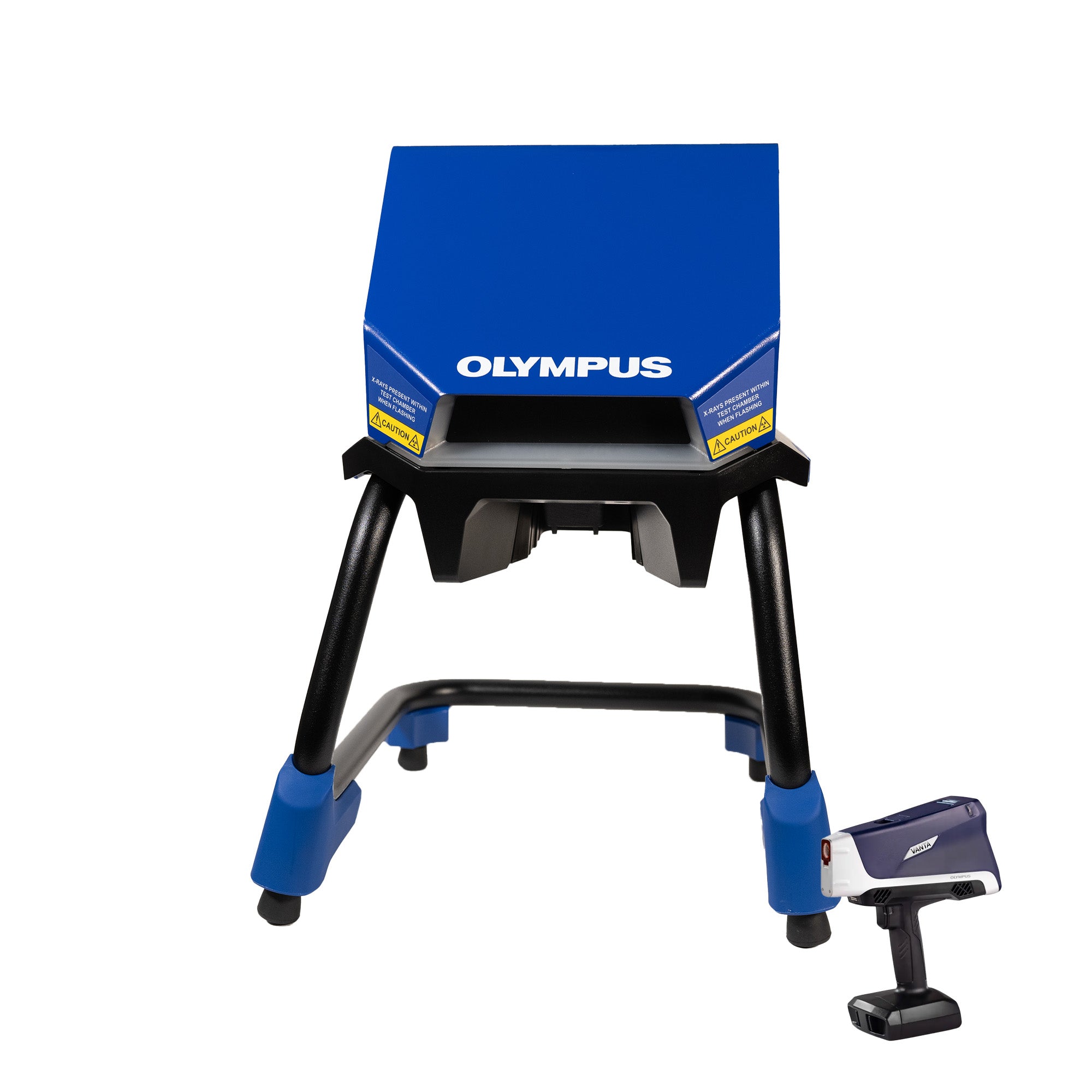 Optional portable test stand for use on desks, labs, countertops, or in the field best for small or awkward samples