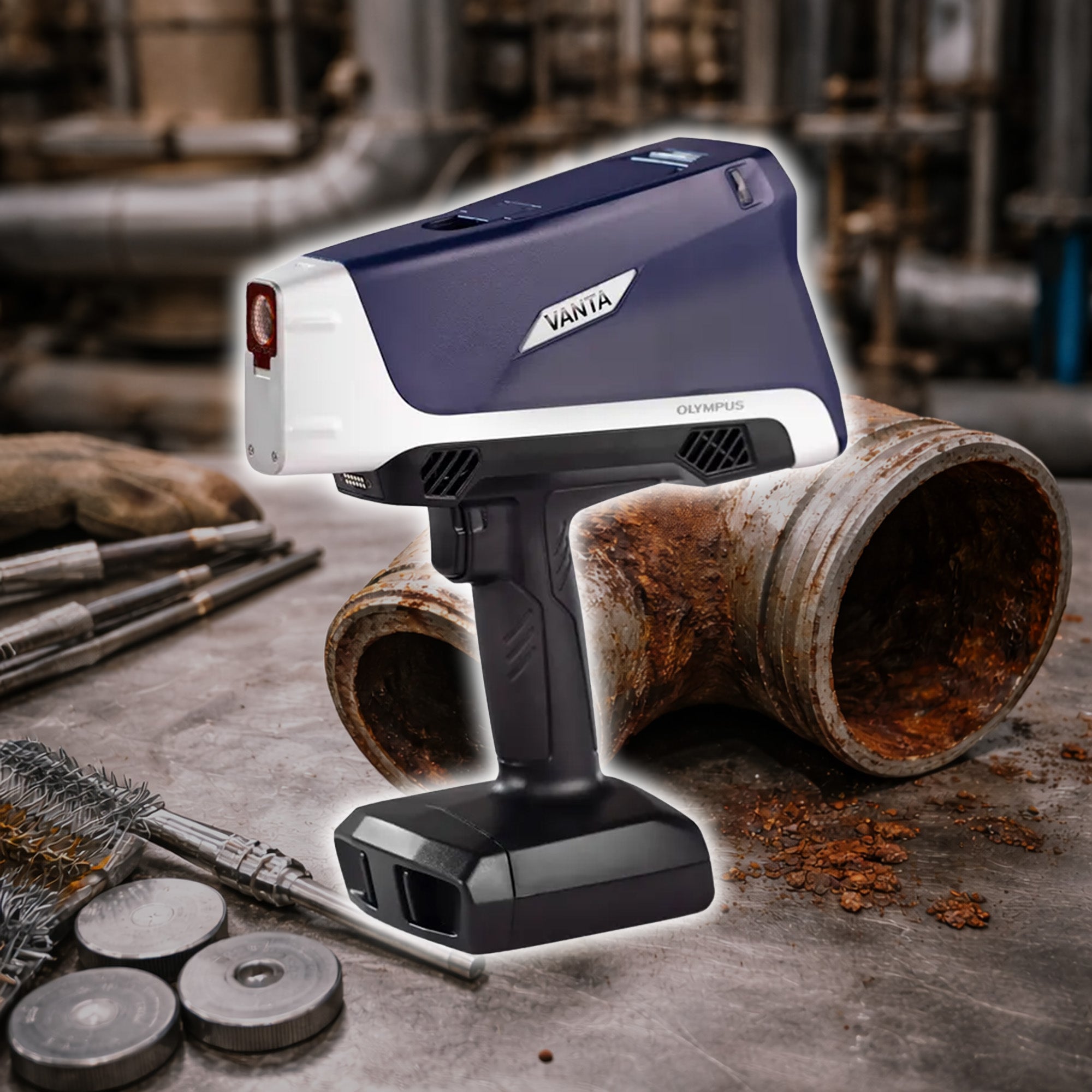 Evident Vanta Core configured for Flow Accelerated Corrosion (FAC) testing Facing Left