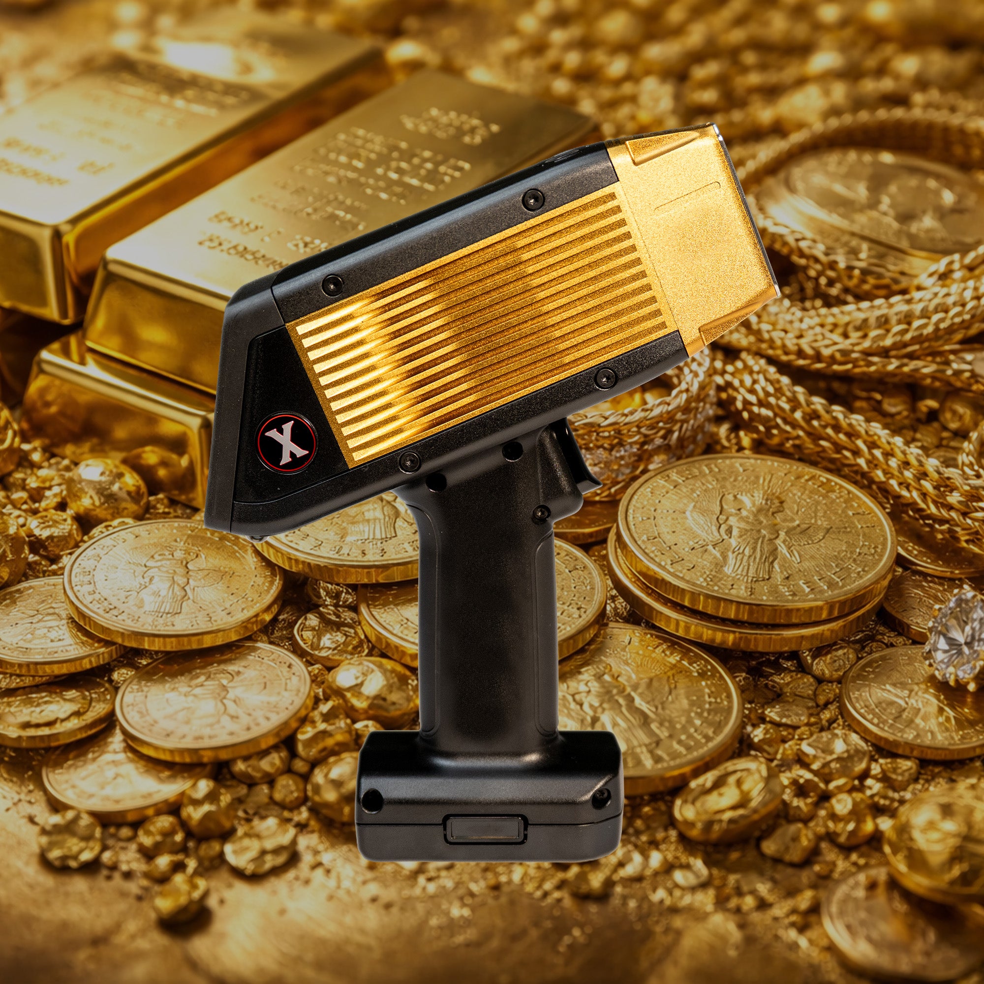 Gemoro XRF Pro Handheld XRF Analyzer for Precious Metals Gold Silver Jewelry Facing Right