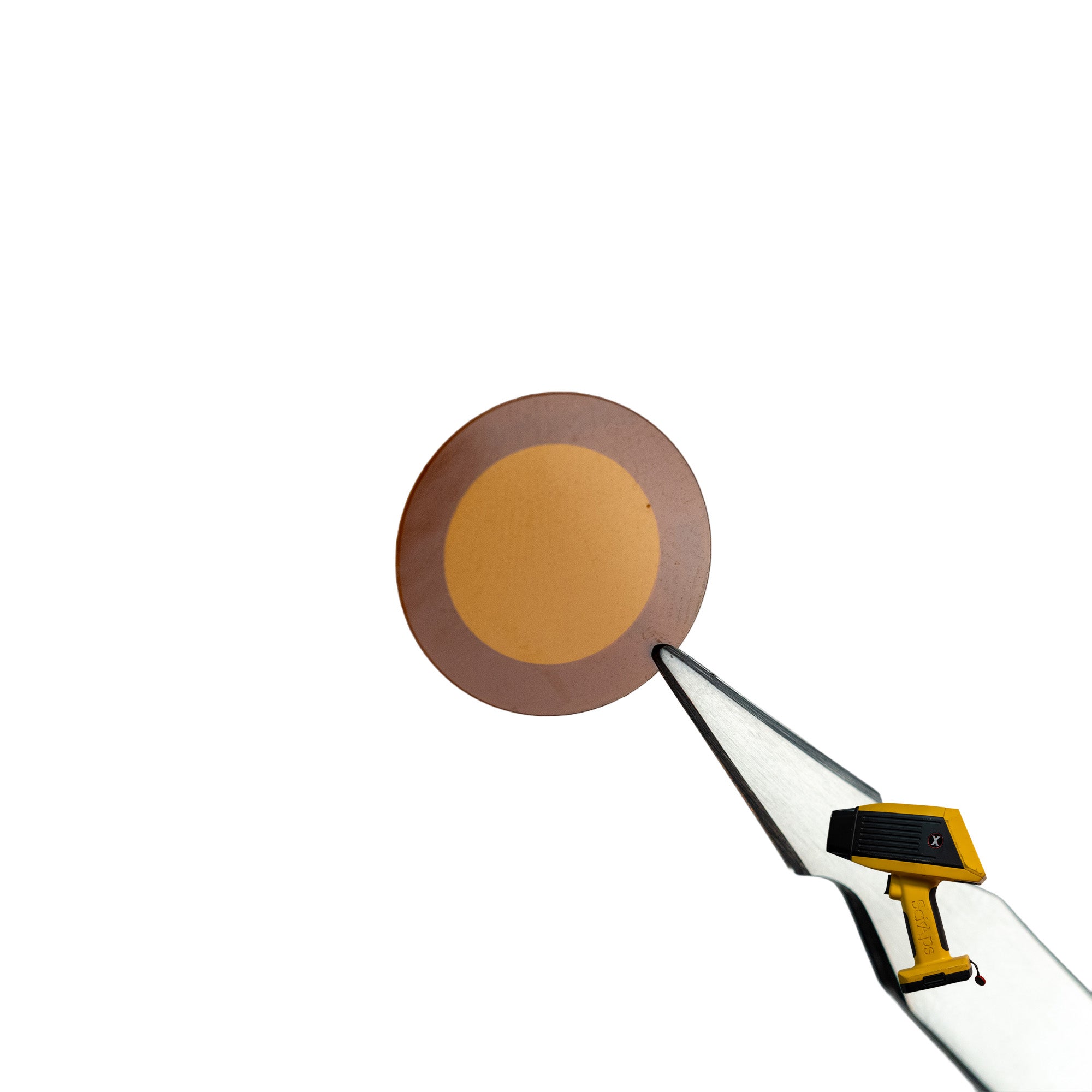 SciAps X-200 Thick Kapton Turnings window shown held by a tweezer