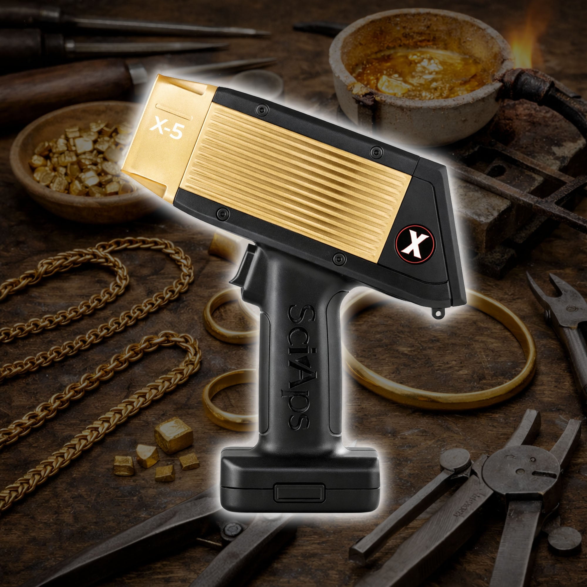 Rental Gold Tester SciAps X-5 Handheld XRF Analyzer for jewelers, gold buyers, gold refineries, and pawn shops