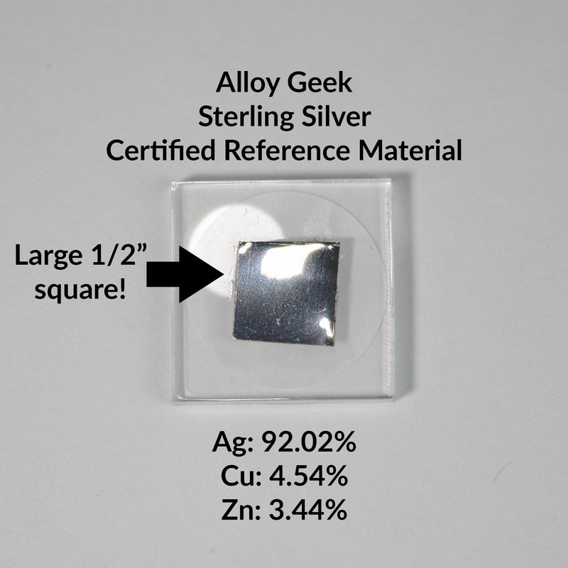 Alloy Geek 92.5 Sterling Silver Certified Reference Material CRM with chemical composition